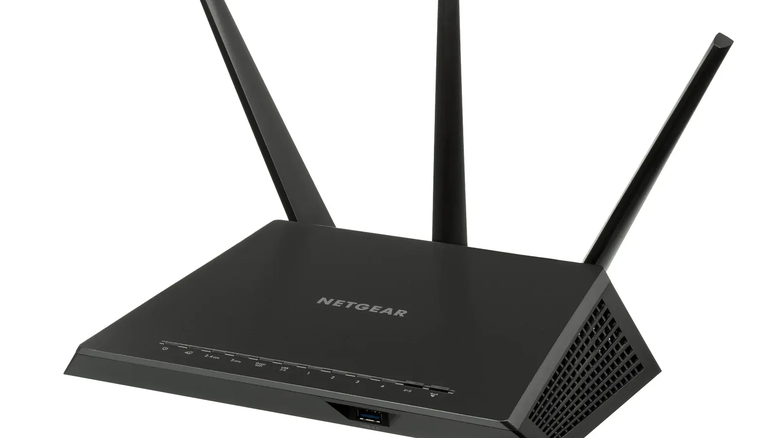 Wi-Fi router with antennas on a plain background